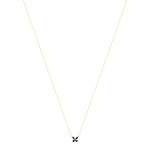 Collier or jaune 375, saphirs, motif papillon. Longueur 42 cm. - vue 2