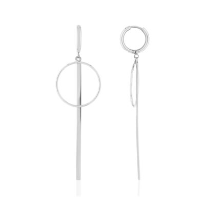 Boucles  d'oreilles créoles pendant acier - vue 1