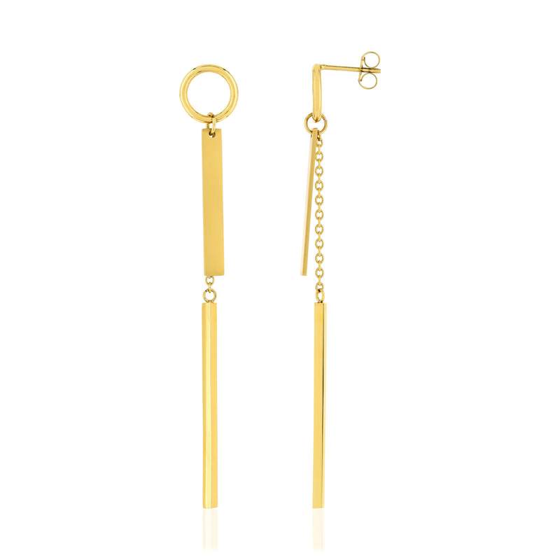 Boucles  d'oreilles pendant acier jaune - vue 1