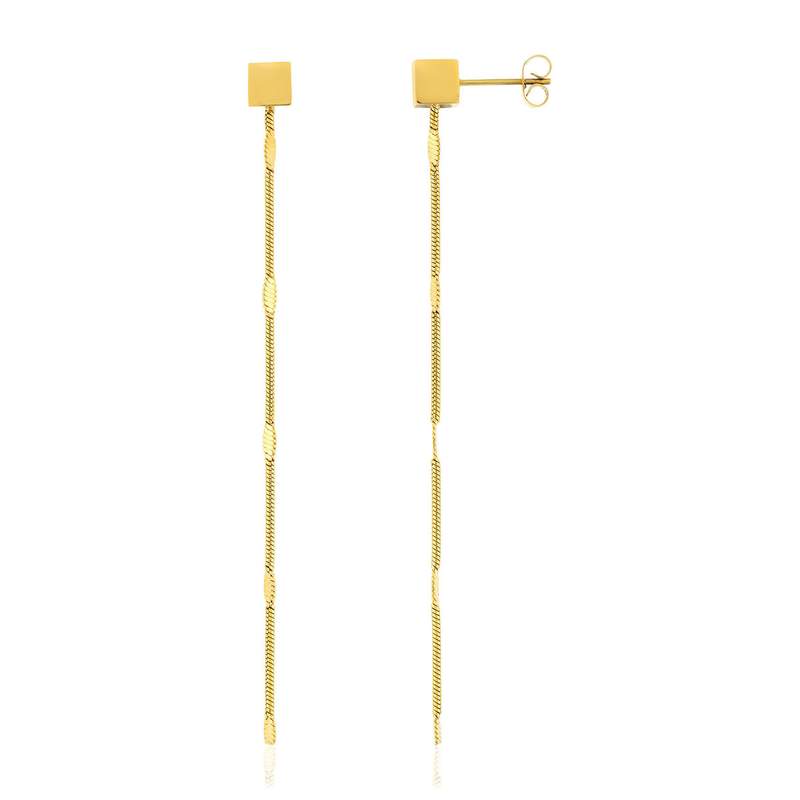Boucles d'oreilles pendants acier doré - vue 1