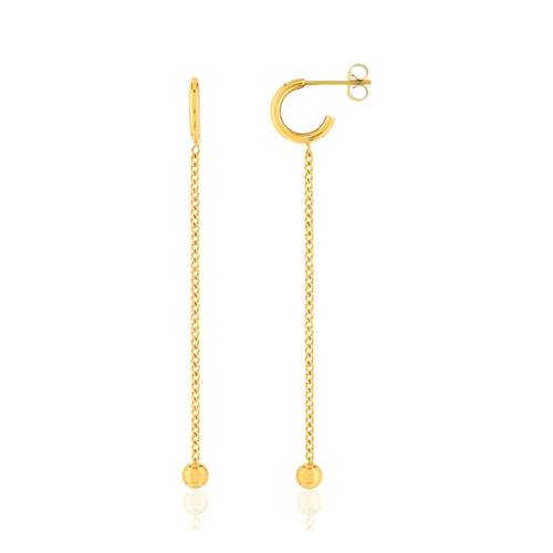 Boucles d'oreilles pendants acier doré