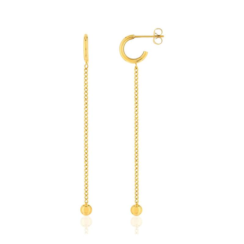 Boucles d'oreilles pendants acier doré - vue 1