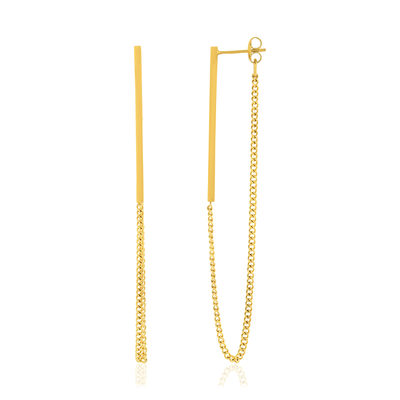 Boucles d'oreilles pendants acier doré - vue 1