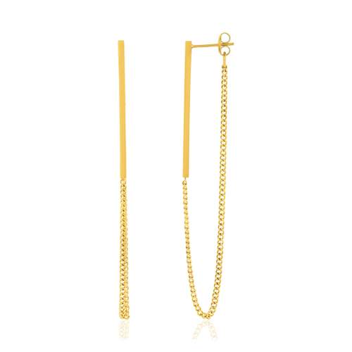 Gold-plated steel pendant earrings