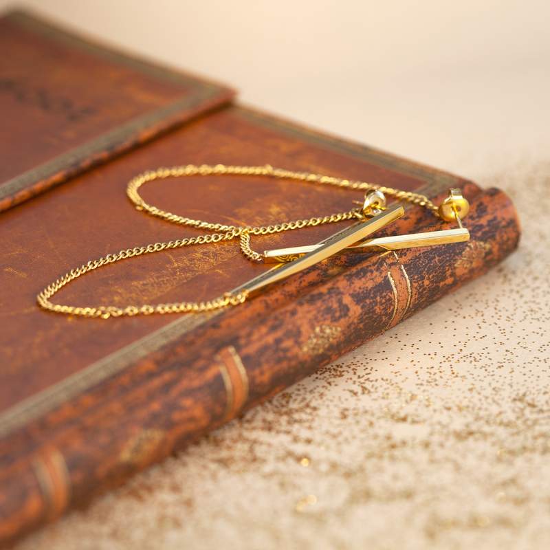 Boucles d'oreilles pendants acier doré - vue D1