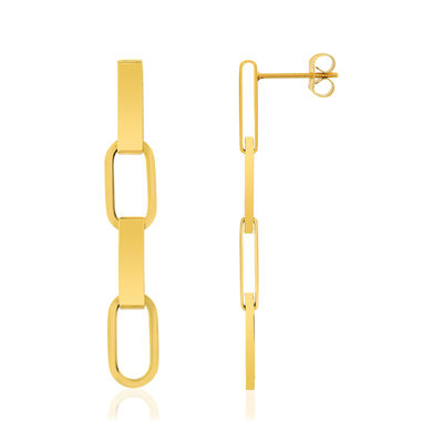 Boucles d'oreilles pendants acier doré - vue 1