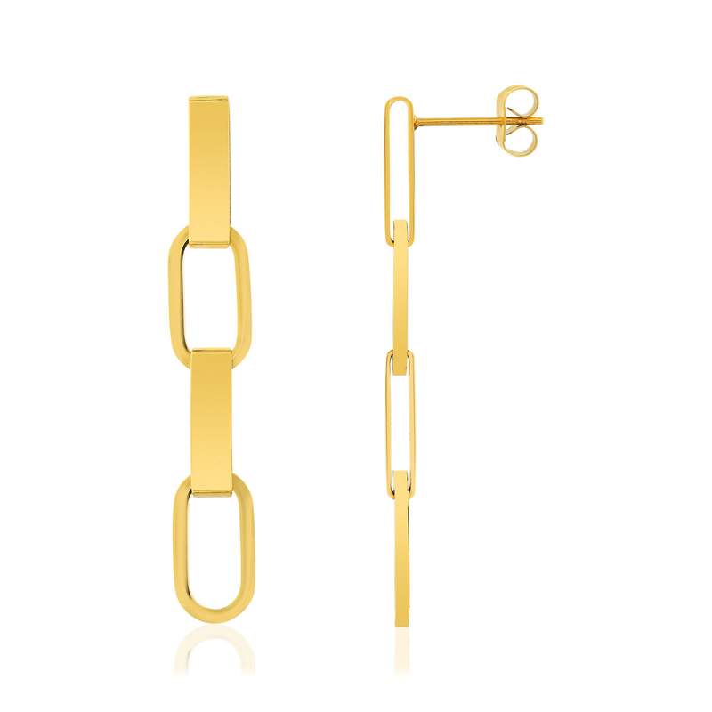 Boucles d'oreilles pendants acier doré - vue 1