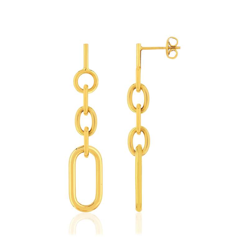Boucles d'oreilles pendants acier doré - vue 1