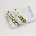 Boucles d'oreilles pendant acier jaune - vue D3