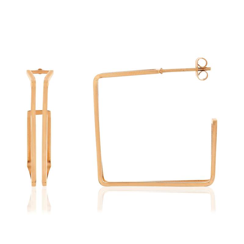 Boucles d'oreilles pendants acier rose - vue 1