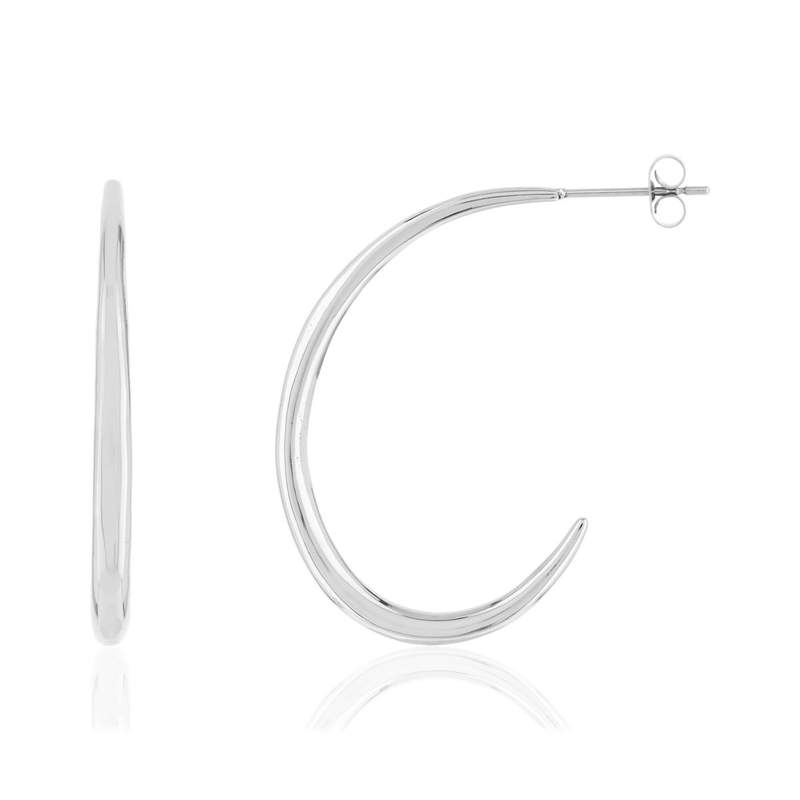 Boucles d'oreilles demi-créoles acier 3 cm - vue 1