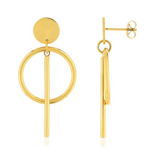Boucles d'oreilles pendants acier doré