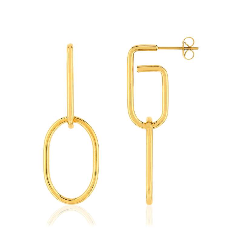 Boucles d'oreilles pendants acier doré - vue 1