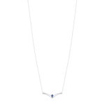 Collier or blanc 750, saphir, diamants. Longueur 45 cm. - vue 2