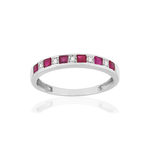 Bague or blanc 375 rubis, diamants. - vue 1