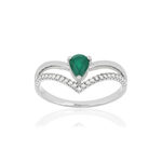 Bague or blanc 750, émeraude, diamants. - vue 1