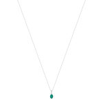 Collier or blanc 750, émeraude, diamants. Longueur 42 cm. - vue 2