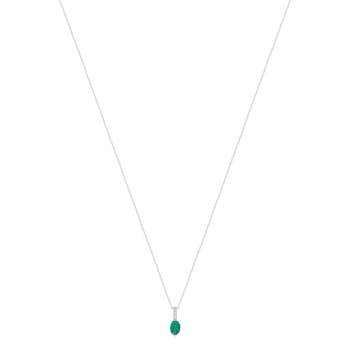 Collier or blanc 750 émeraude 1 ct diamants 0.02 ct 42 cm