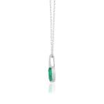 750 witgouden ketting met smaragd van 1 ct en diamanten van 0,02 ct, 42 cm - afbeelding D1