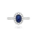 Bague or blanc 750, saphir, diamants. - vue 3