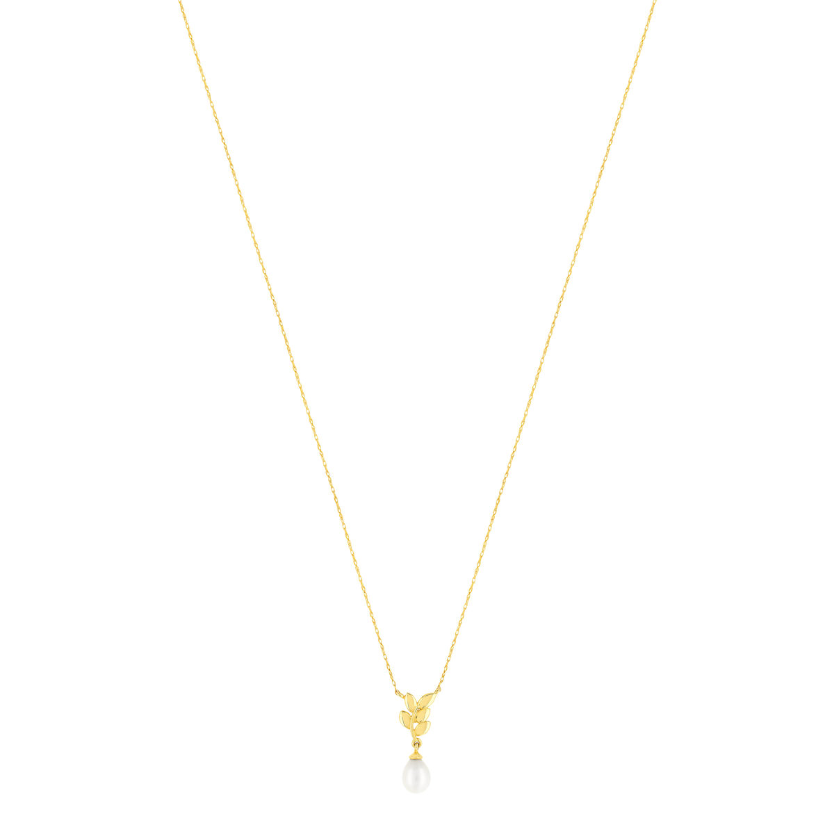 Collier or jaune 375, perle motir feuille. Longueur 45 cm. - vue 2