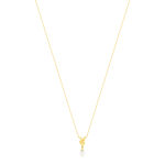 Collier or jaune 375, perle motir feuille. Longueur 45 cm. - vue 2