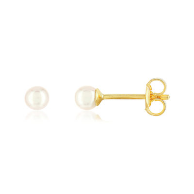 Boucles d'oreilles or jaune 375, perles de culture de Chine. - vue 1
