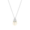 Collier or blanc 375, perle de culture de Chine, diamants. Longueur 45 cm. - vue V1