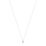 Collier or blanc 375, perle de culture de Chine, diamants. Longueur 45 cm. - vue 2