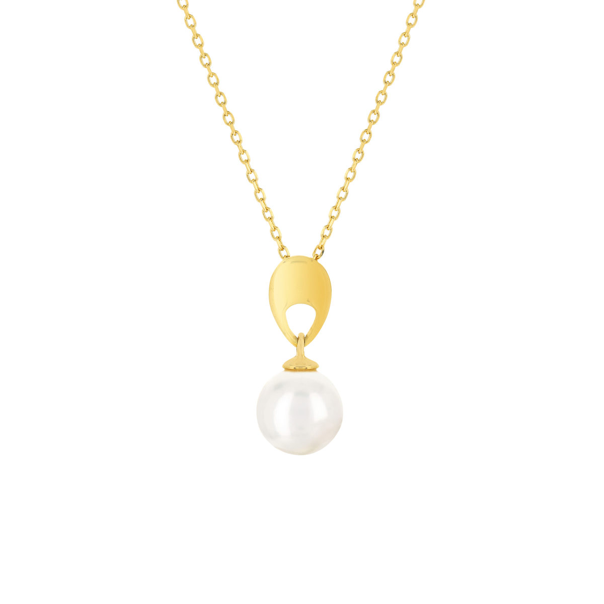 Collier or jaune 375, perle de culture de Chine. Longueur 45 cm.