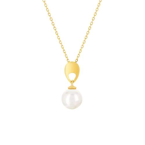 375 yellow gold necklace, Chinese cultured pearl. Length 45 cm.