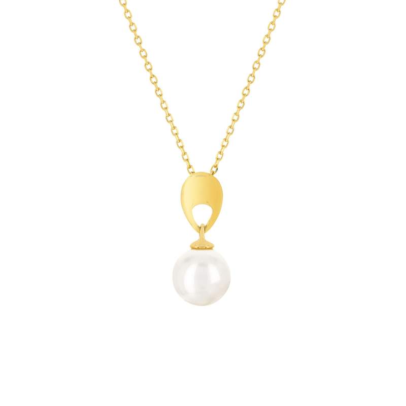 Collier or jaune 375, perle de culture de Chine. Longueur 45 cm. - vue 1