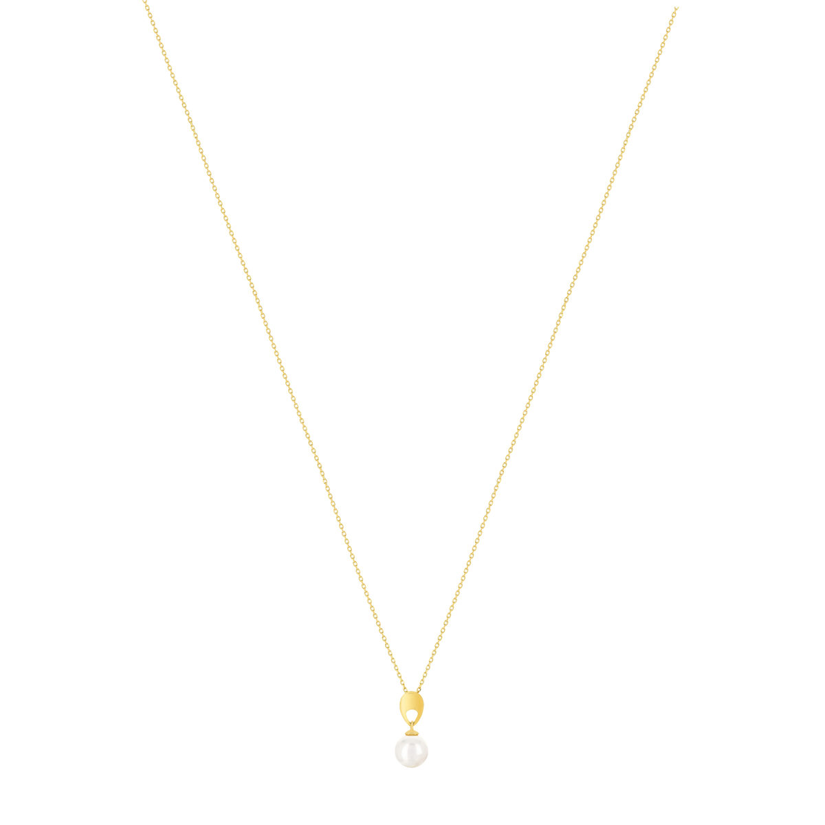 Collier or jaune 375, perle de culture de Chine. Longueur 45 cm. - vue 2