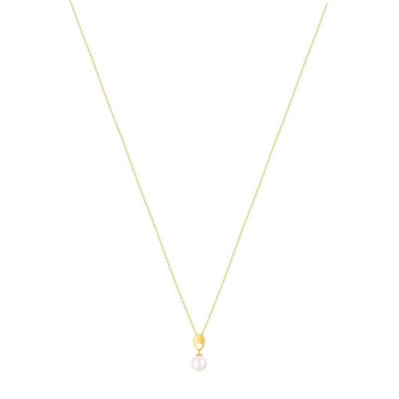 Collier or jaune 375, perle de culture de Chine. Longueur 45 cm. - vue 2