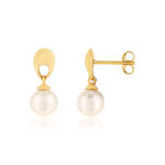 Boucles d'oreilles pendants or jaune 375, perles de culture de Chine. - vue 1