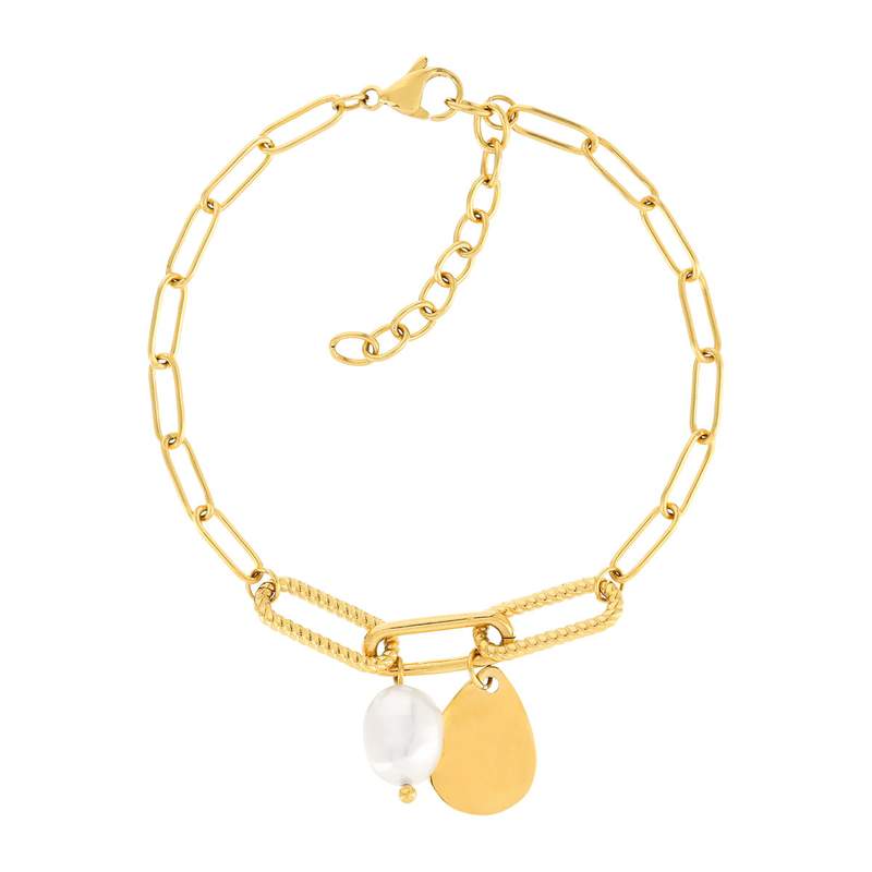 Gele stalen armband 21,5 cm - afbeelding 1
