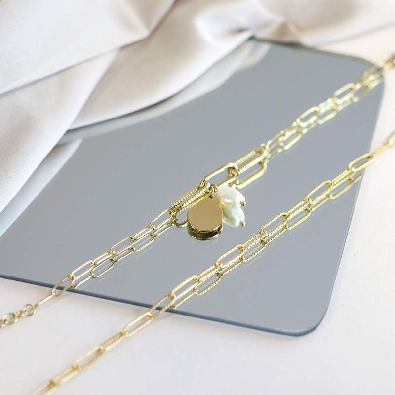 Geel stalen armband 21,5 cm - zicht D3