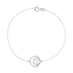 Bracelet or blanc 375, perle de culture de Chine, diamants. Longueur 19 cm. - vue 1