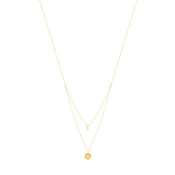 Collier or jaune 375 double rang perle de culture de Chine 45 cm