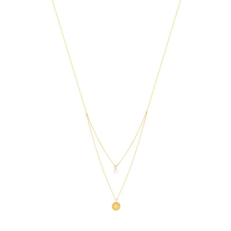 Collier or jaune 375 double rang perle de culture de Chine 45 cm - vue 2