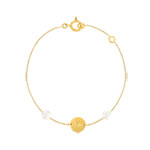 Bracelet or jaune 375 perle de culture de Chine pampille motif d'étoile 18 cm - vue 1