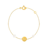 Bracelet or jaune 375 perle de culture de Chine pampille motif d'étoile 18 cm