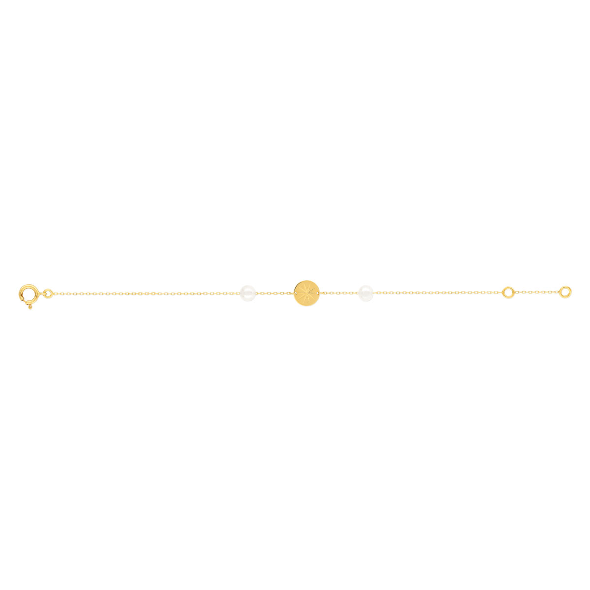 Bracelet or jaune 375 perle de culture de Chine pampille motif d'étoile 18 cm - vue 2