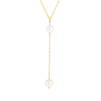 Collier or jaune 375, 2 perles de culture de Chine. Longueur 40 cm. - vue 1