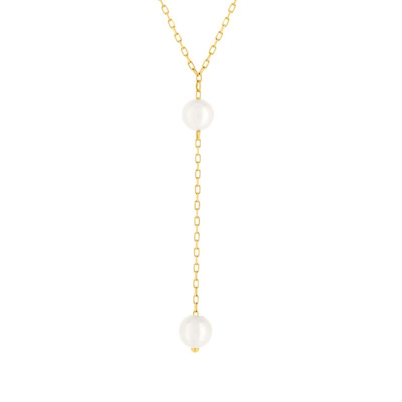 Collier or jaune 375, 2 perles de culture de Chine. Longueur 40 cm. - vue 1