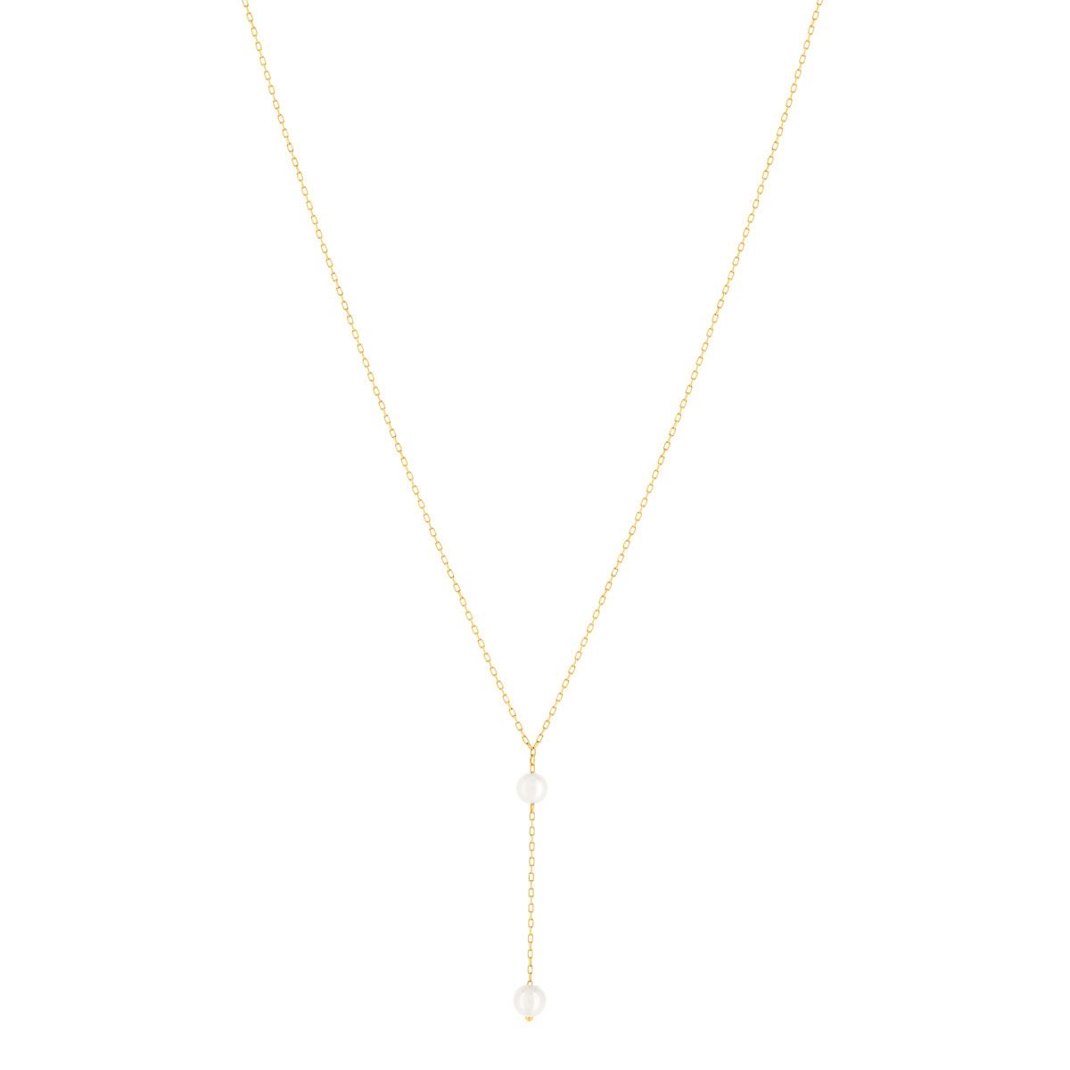 Collier or jaune 375, 2 perles de culture de Chine. Longueur 40 cm. - vue 2