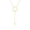 Collier or jaune 375, motif anneau, perle de culture de Chine. Longueur 40 cm. - vue V1