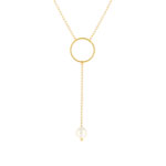 Collier or jaune 375, motif anneau, perle de culture de Chine. Longueur 40 cm. - vue 1