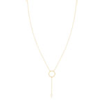 Collier or jaune 375, motif anneau, perle de culture de Chine. Longueur 40 cm. - vue 2