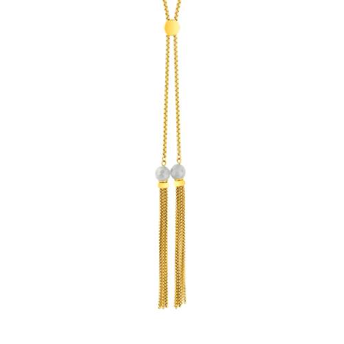 Sautoir acier jaune 82 cm